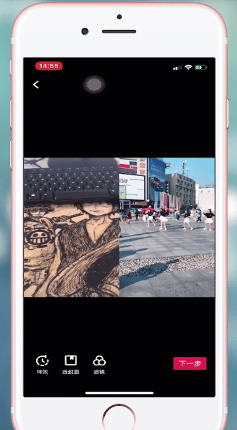 抖音App里合拍功能的使用过程截图