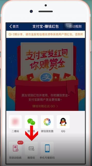 支付宝APP设置搜索码的操作过程截图