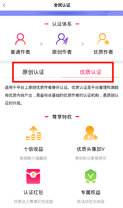 在全民小视频APP中加V认证的详细讲解截图