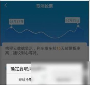 在携程旅行里将抢票订单取消的操作流程截图