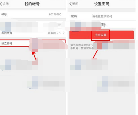 实惠APP设置独立密码的操作过程截图