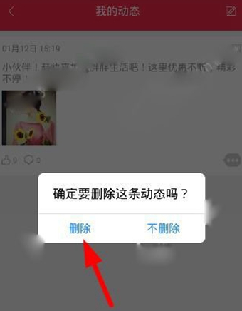 胖胖生活APP将动态删掉的操作过程截图