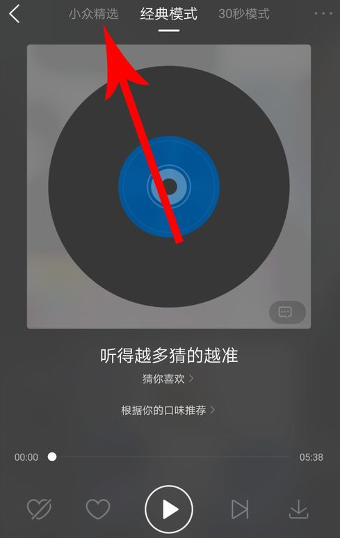 酷狗音乐APP打开小众精选的操作过程截图