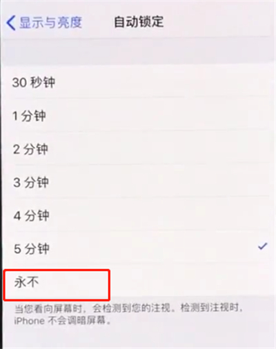 iphonexs中设置手机屏幕常亮的操作步骤截图