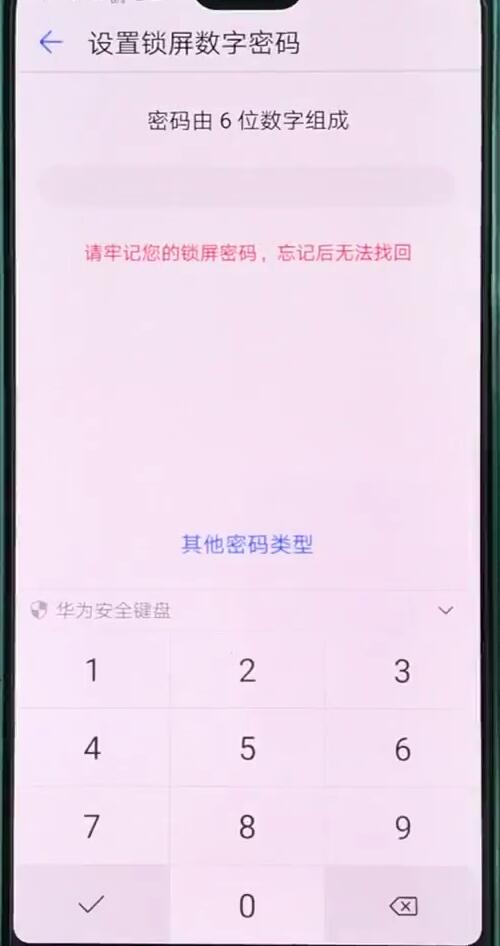 华为p20pro中设置锁屏密码的操作步骤截图