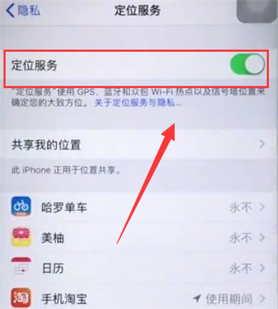 iphone6plus中开启定位的简单步骤截图