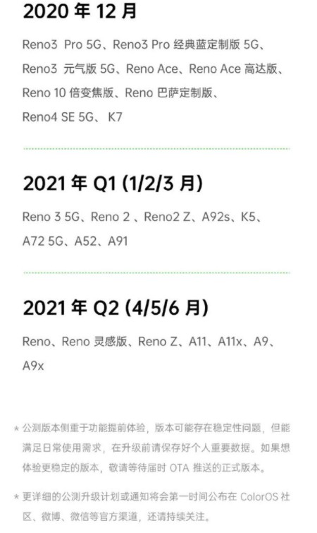 coloros11适配名单有哪些?coloros11适配机型与升级计划一览截图