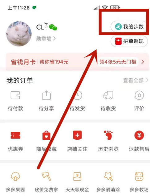 拼多多如何打开步数记录