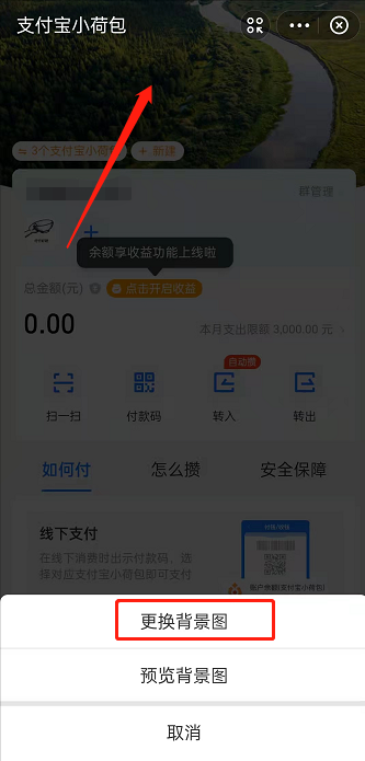 支付宝小荷包如何切换背景图