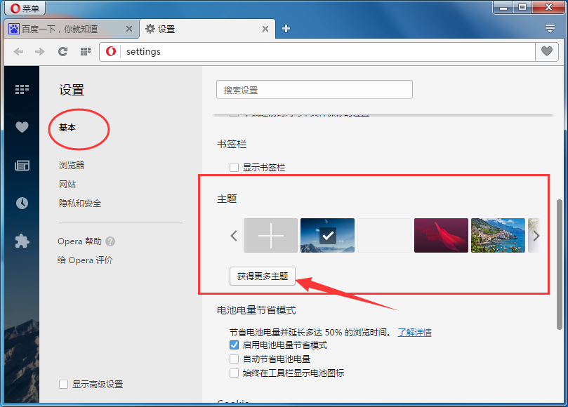 Opera浏览器换主题的操作流程截图