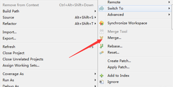 eclipse代码合并分支的操作流程截图