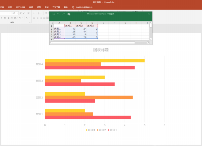 PPT制作多组簇状条形图表的图文操作截图