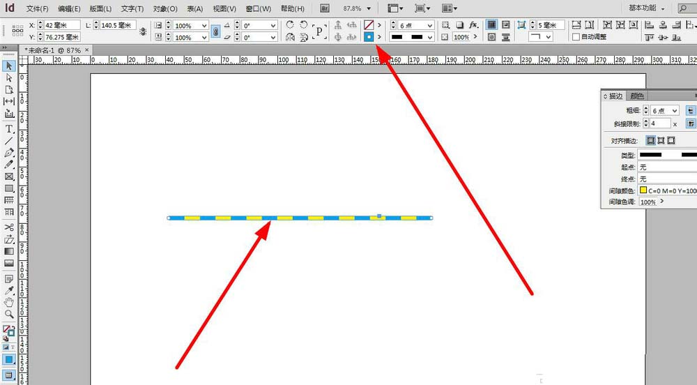 INdesign制作虚线并加两种颜色的图文操作截图