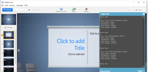 prezi打开CSS编辑器的操作流程截图