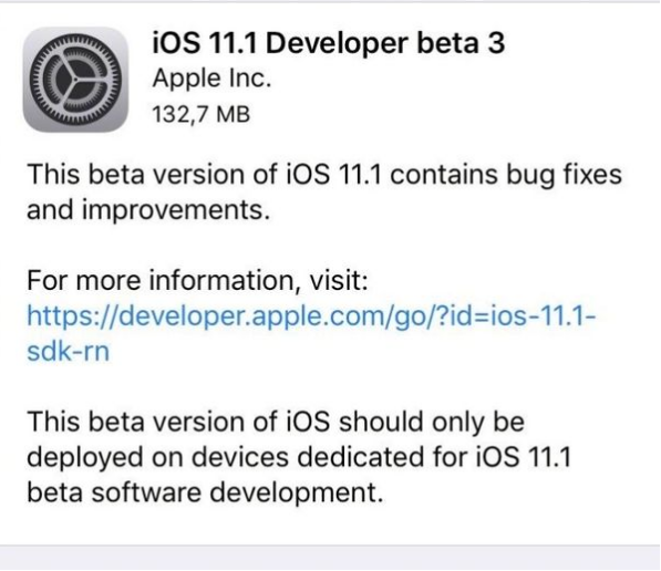 苹果iOS11.1 Beta 3发布，有哪些新的变化