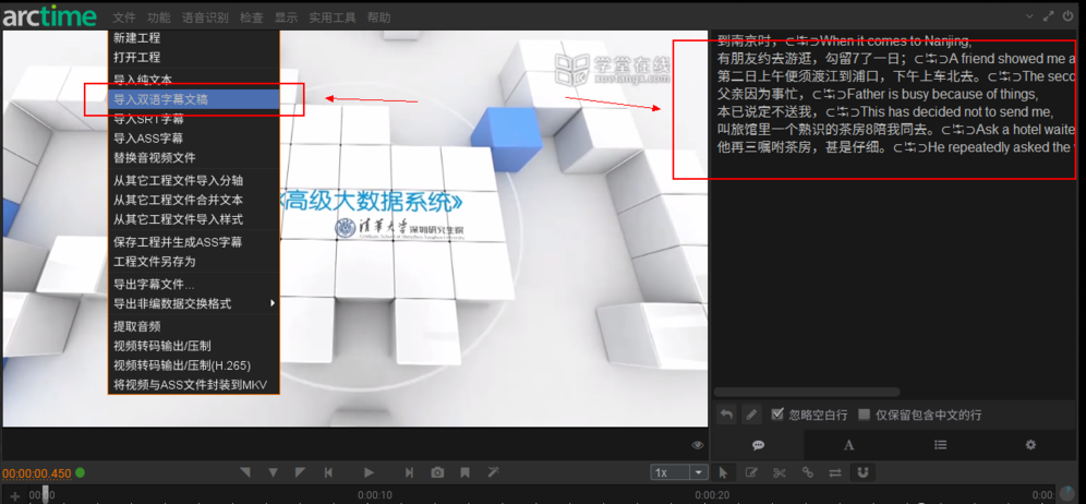 使用arctime给视频添加双语字幕的操作过程截图