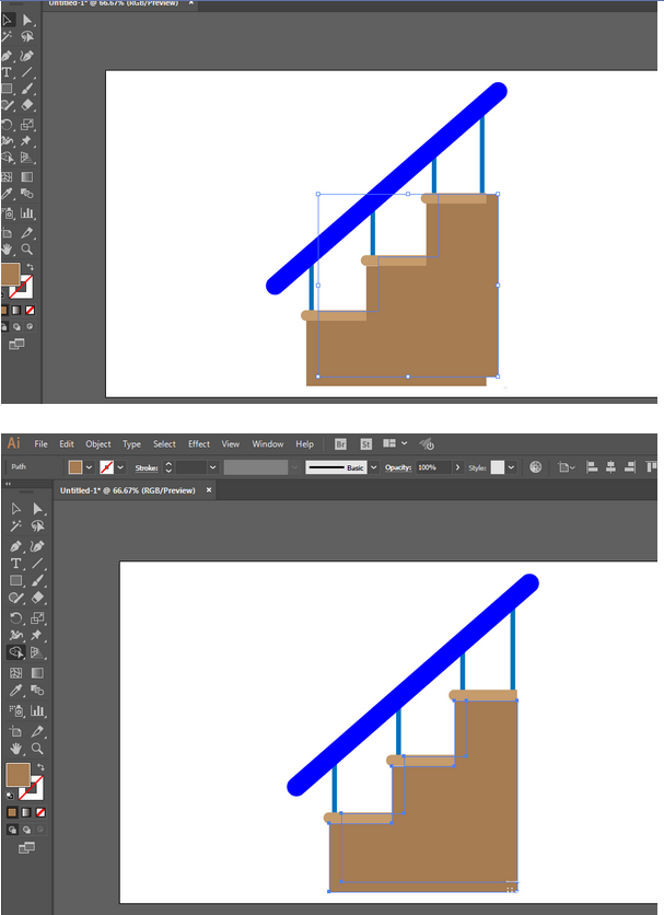 ai制作楼梯图标的具体操作截图