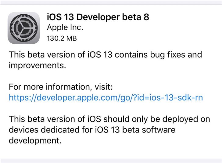 iOS 13 Beta 8已经发布，依然存在很多bug