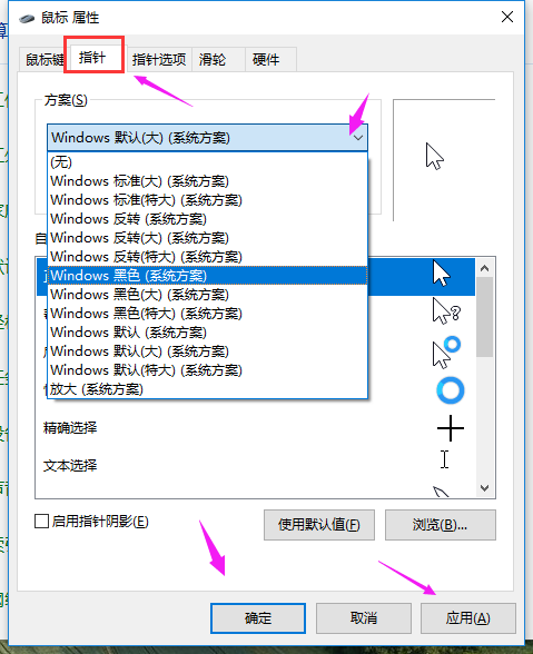 win10如何设置鼠标指针？win10系统鼠标指针的设置方法(2)