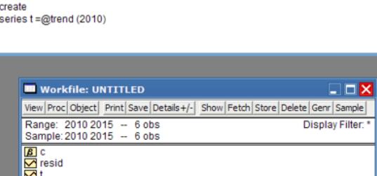 Eviews自动生成时间序列的方法截图