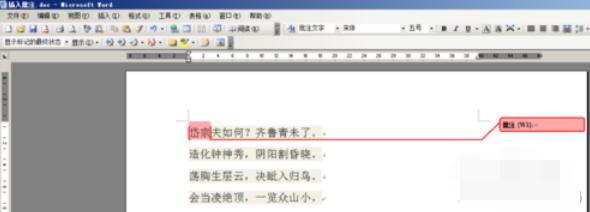 word2003中插入批注的方法截图