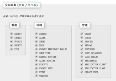 phpmyadmin管理员权限设置方法截图