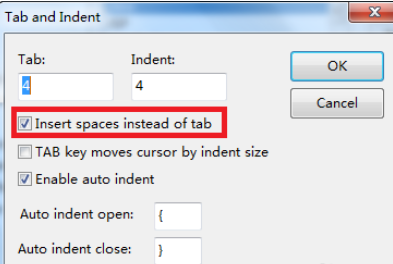 EditPlus中设置Tab用空格替换的操作过程截图