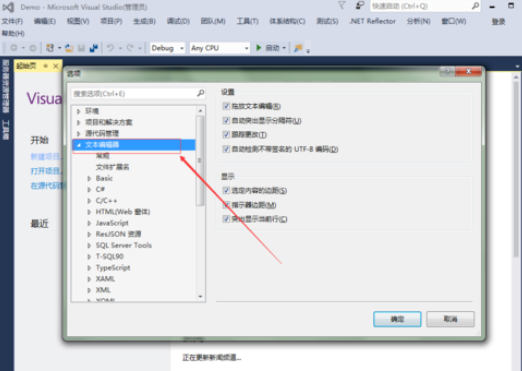 vs2015中文旗舰版显示行号的设置方法截图