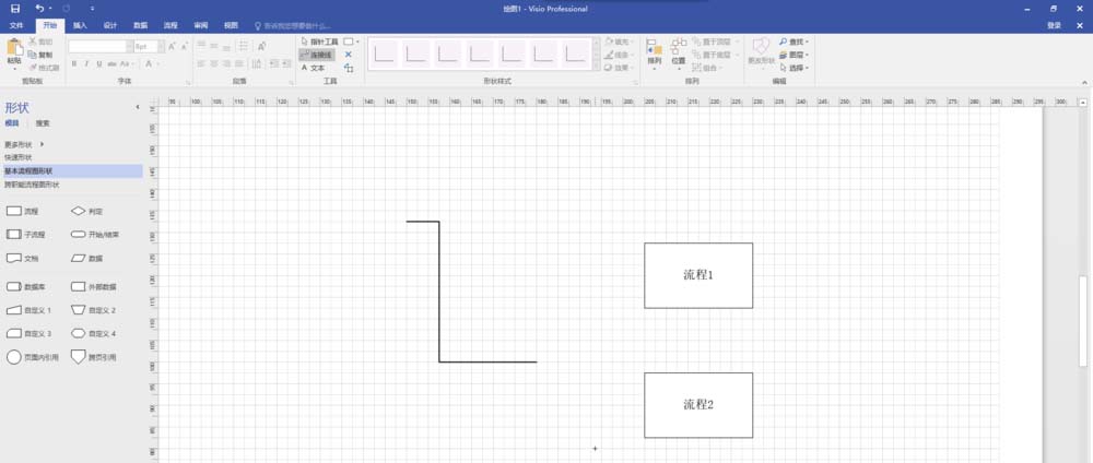 Microsoft Office Visio中使用默认有箭头连接线的具体操作教程截图