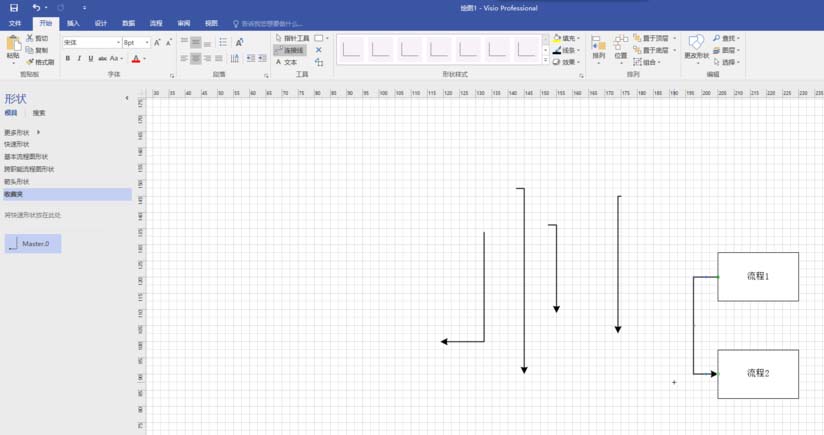 Microsoft Office Visio中使用默认有箭头连接线的具体操作教程截图