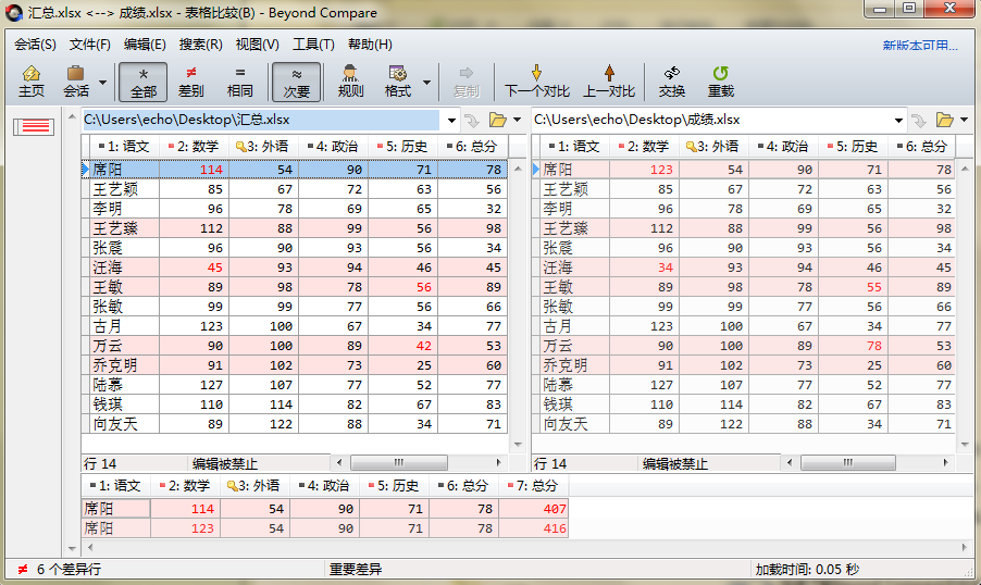 Beyond Compare更改表格比较默认主关键字的详细操作步骤截图