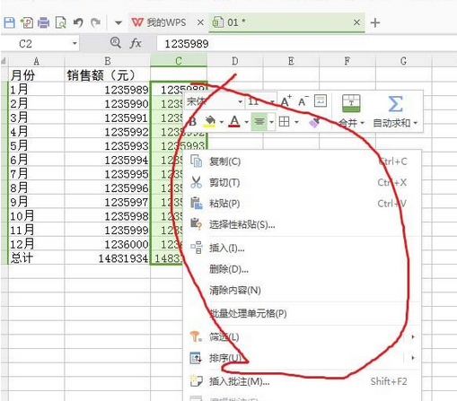 wps2007表格中数据单位设置为万的相关操作步骤截图