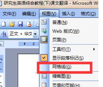 Microsoft Office 2003中设置网格显示功能的操作教程截图