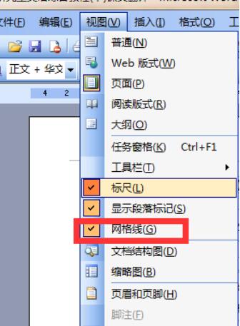 Microsoft Office 2003中设置网格显示功能的操作教程截图