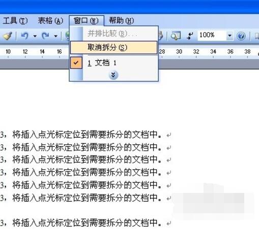 Microsoft Office 2003拆分窗口的操作教程截图