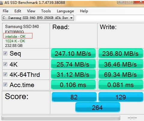 AS SSD Benchmark查看硬盘状态的详细操作步骤截图