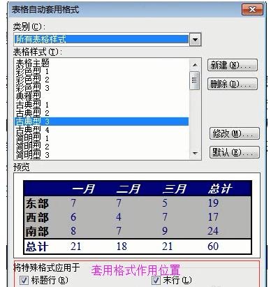 Microsoft Office 2003表格中自动套用格式的操作教程截图