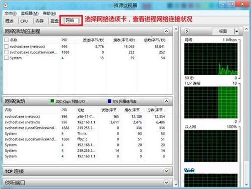 win8系统任务管理器查看网络状态的操作步骤截图