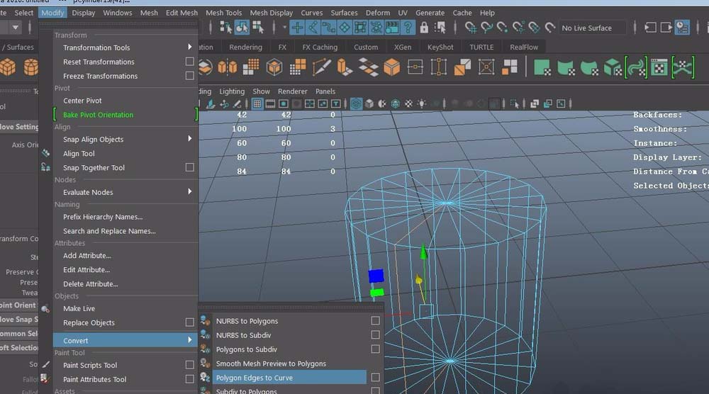 maya提取polygons上的线的操作步骤截图