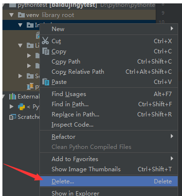 PyCharm删除文件的操作方法截图