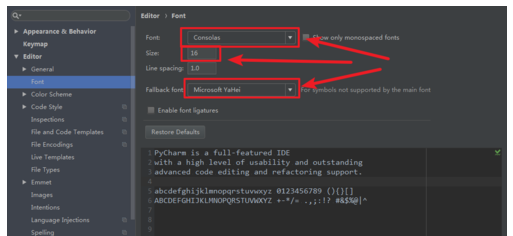 PyCharm改中文字体的简单操作步骤截图