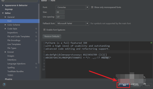 PyCharm改中文字体的简单操作步骤截图