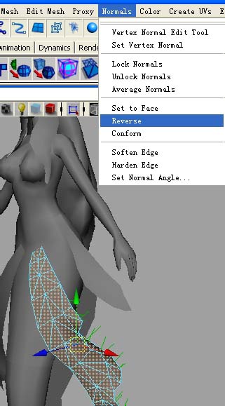 maya查看模型的法线方向并更改的简单步骤截图