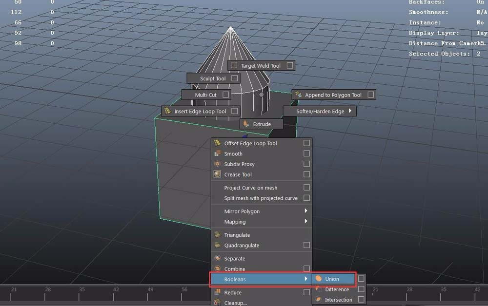 maya中布尔工具使用操作教程截图