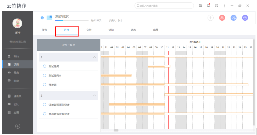 云竹协作查看项目进度的具体流程介绍截图