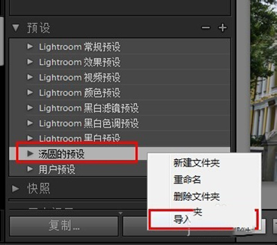 Lightroom导入预设的操作流程截图