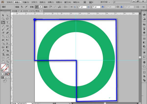 Adobe Illustrator CS6将四分之一圆环删除的方法步骤截图