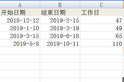 Excel计算工作天数的操作方法截图