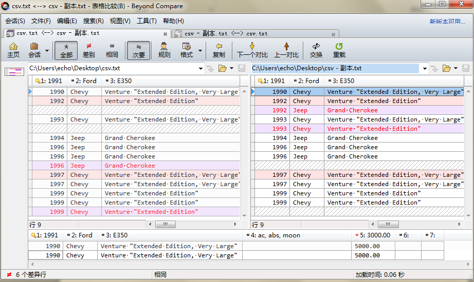 Beyond Compare对比CSV文件的详细操作方法截图