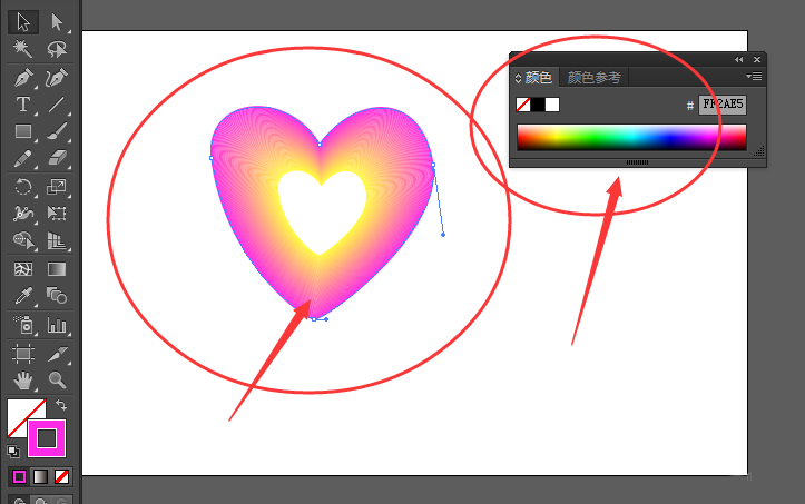 ai设计多彩心形图案的操作方法截图